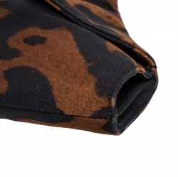Alexander McQueen Black/Brown Leopard Print Canvas Medium De Manta Clutch