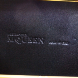 Pre Owned Alexander McQueen Metallic Gold Python Embossed Leather Skull Box Clutch