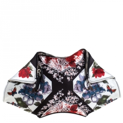Pre Owned Alexander McQueen Multicolor Floral Print Satin Small De Manta Clutch