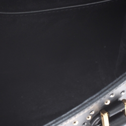 Pre Owned Alexander McQueen Black Leather Mini Crystal Studded Heroine Shoulder Bag