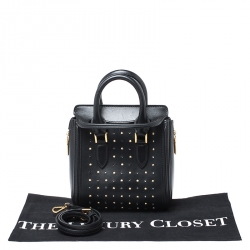 Pre Owned Alexander McQueen Black Leather Mini Crystal Studded Heroine Shoulder Bag