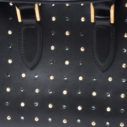 Pre Owned Alexander McQueen Black Leather Mini Crystal Studded Heroine Shoulder Bag