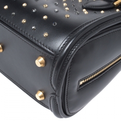 Pre Owned Alexander McQueen Black Leather Mini Crystal Studded Heroine Shoulder Bag