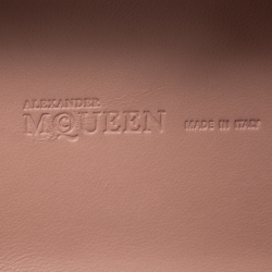 Pre Owned Alexander McQueen Beige/Gold Python Crystal Embellished Skull Clutch