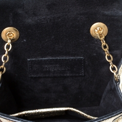Pre Owned Alexander McQueen Metallic Gold Leather Mini Heroine Chain Crossbody Bag