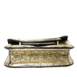 Pre Owned Alexander McQueen Metallic Gold Leather Mini Heroine Chain Crossbody Bag