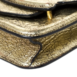 Pre Owned Alexander McQueen Metallic Gold Leather Mini Heroine Chain Crossbody Bag