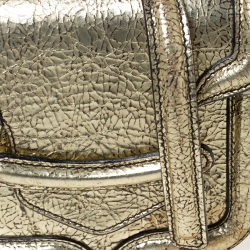 Pre Owned Alexander McQueen Metallic Gold Leather Mini Heroine Chain Crossbody Bag