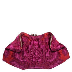Pre Owned Alexander McQueen Purple/Red Brocade Fabric De Manta Clutch