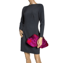 Pre Owned Alexander McQueen Purple/Red Brocade Fabric De Manta Clutch