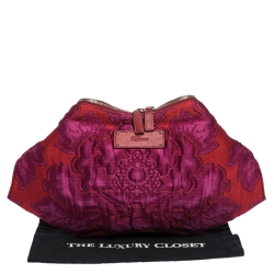 Pre Owned Alexander McQueen Purple/Red Brocade Fabric De Manta Clutch