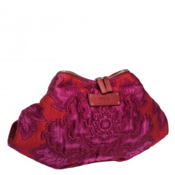 Pre Owned Alexander McQueen Purple/Red Brocade Fabric De Manta Clutch
