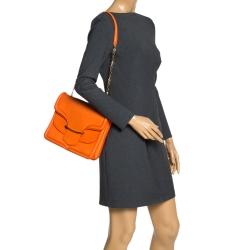 Pre Owned Alexander McQueen Orange Leather Lucite Heroine Shoulder Bag