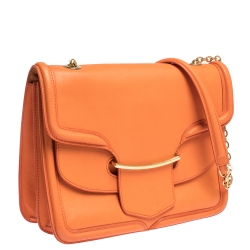 Pre Owned Alexander McQueen Orange Leather Lucite Heroine Shoulder Bag