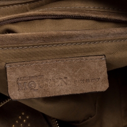 Pre Owned Alexander McQueen Light Brown Suede Medium Studded De Manta Clutch