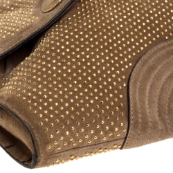 Pre Owned Alexander McQueen Light Brown Suede Medium Studded De Manta Clutch