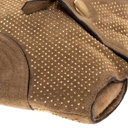 Pre Owned Alexander McQueen Light Brown Suede Medium Studded De Manta Clutch
