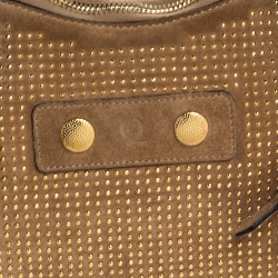 Pre Owned Alexander McQueen Light Brown Suede Medium Studded De Manta Clutch