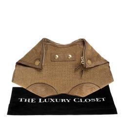 Pre Owned Alexander McQueen Light Brown Suede Medium Studded De Manta Clutch