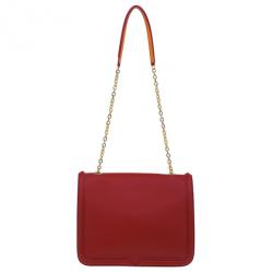 Pre Owned Alexander McQueen Red and Orange Leather Heroine Chain Satchel