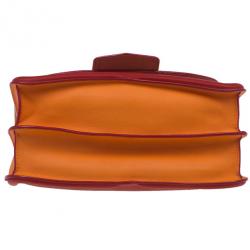 Pre Owned Alexander McQueen Red and Orange Leather Heroine Chain Satchel