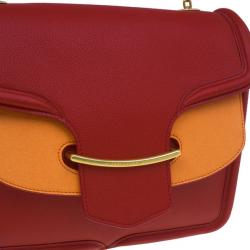 Pre Owned Alexander McQueen Red and Orange Leather Heroine Chain Satchel