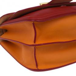 Pre Owned Alexander McQueen Red and Orange Leather Heroine Chain Satchel