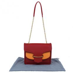 Pre Owned Alexander McQueen Red and Orange Leather Heroine Chain Satchel