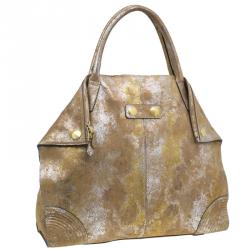Pre Owned Alexander McQueen Metallic Brown Leather De Manta Tote Bag