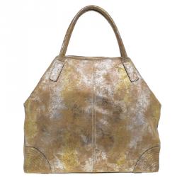 Pre Owned Alexander McQueen Metallic Brown Leather De Manta Tote Bag