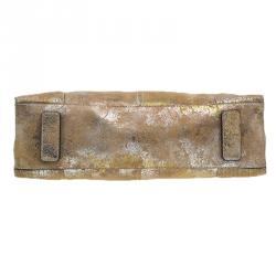 Pre Owned Alexander McQueen Metallic Brown Leather De Manta Tote Bag