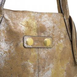 Pre Owned Alexander McQueen Metallic Brown Leather De Manta Tote Bag