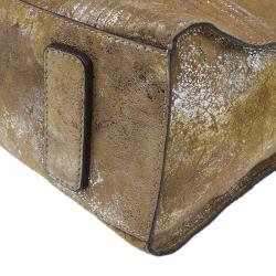 Pre Owned Alexander McQueen Metallic Brown Leather De Manta Tote Bag