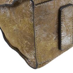 Pre Owned Alexander McQueen Metallic Brown Leather De Manta Tote Bag