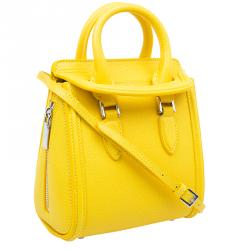 Pre Owned Alexander McQueen Yellow Woven Grain Leather Mini Heroine Shoulder Bag