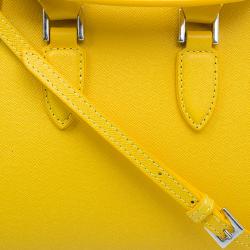 Pre Owned Alexander McQueen Yellow Woven Grain Leather Mini Heroine Shoulder Bag