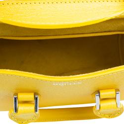 Pre Owned Alexander McQueen Yellow Woven Grain Leather Mini Heroine Shoulder Bag