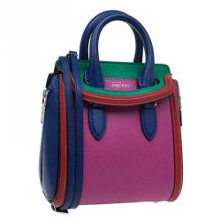 Pre Owned Alexander McQueen Multicolor Grain Leather Mini Heroine Shoulder Bag