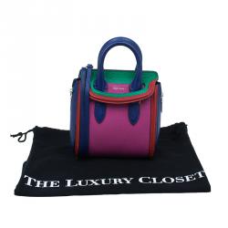 Pre Owned Alexander McQueen Multicolor Grain Leather Mini Heroine Shoulder Bag