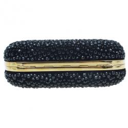 Pre Owned Alexander McQueen Black Crystal Skull Clutch