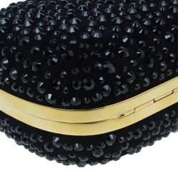 Pre Owned Alexander McQueen Black Crystal Skull Clutch