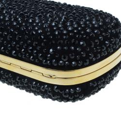 Pre Owned Alexander McQueen Black Crystal Skull Clutch