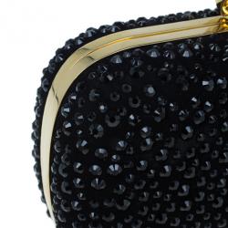 Pre Owned Alexander McQueen Black Crystal Skull Clutch