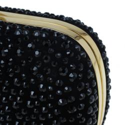 Pre Owned Alexander McQueen Black Crystal Skull Clutch