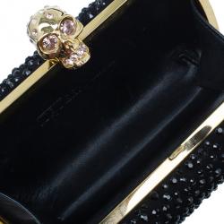 Pre Owned Alexander McQueen Black Crystal Skull Clutch