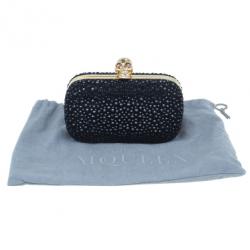 Pre Owned Alexander McQueen Black Crystal Skull Clutch