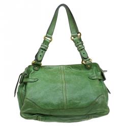 Pre Owned Alexander McQueen Green  Leather Flapper Shoulder Bag