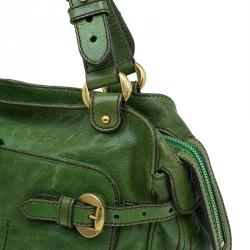 Pre Owned Alexander McQueen Green  Leather Flapper Shoulder Bag