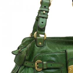 Pre Owned Alexander McQueen Green  Leather Flapper Shoulder Bag