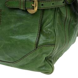 Pre Owned Alexander McQueen Green  Leather Flapper Shoulder Bag